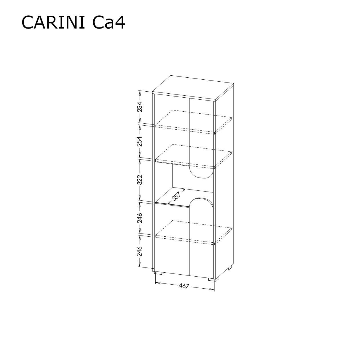 Carini CA4 Tall Cabinet 50cm - Image 5
