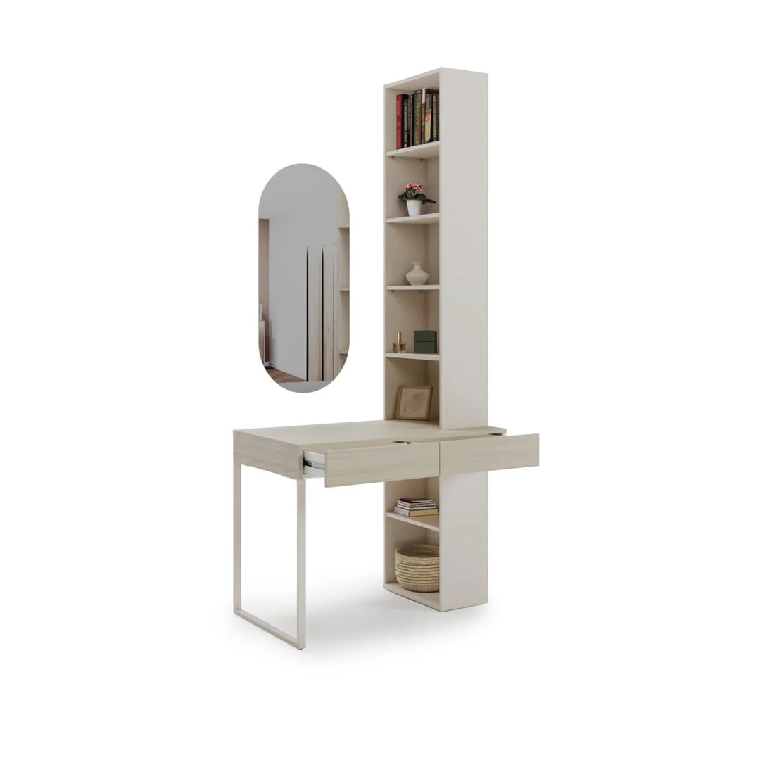 Charlie CH-22 Desk With Bookcase & Mirror 100cm - Image 3