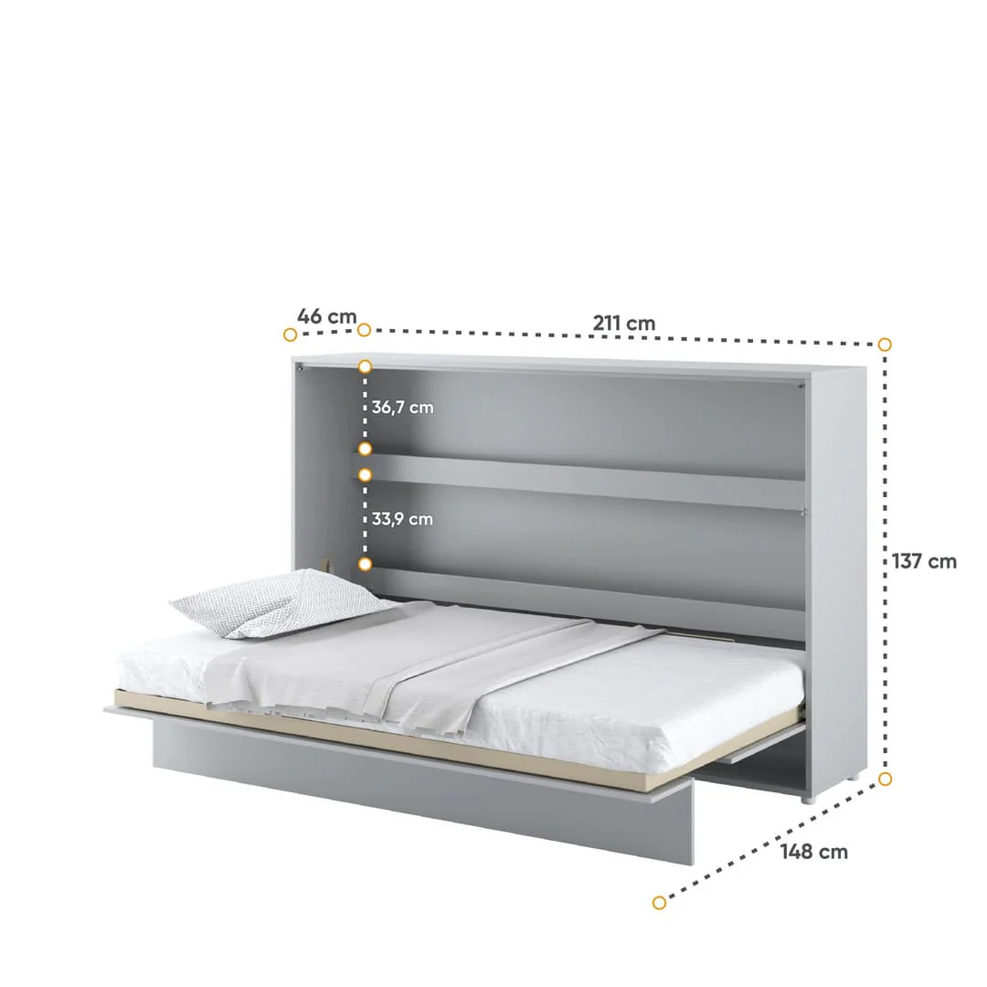 BC-05 Horizontal Wall Bed Concept 120cm With Storage Cabinet - Image 5