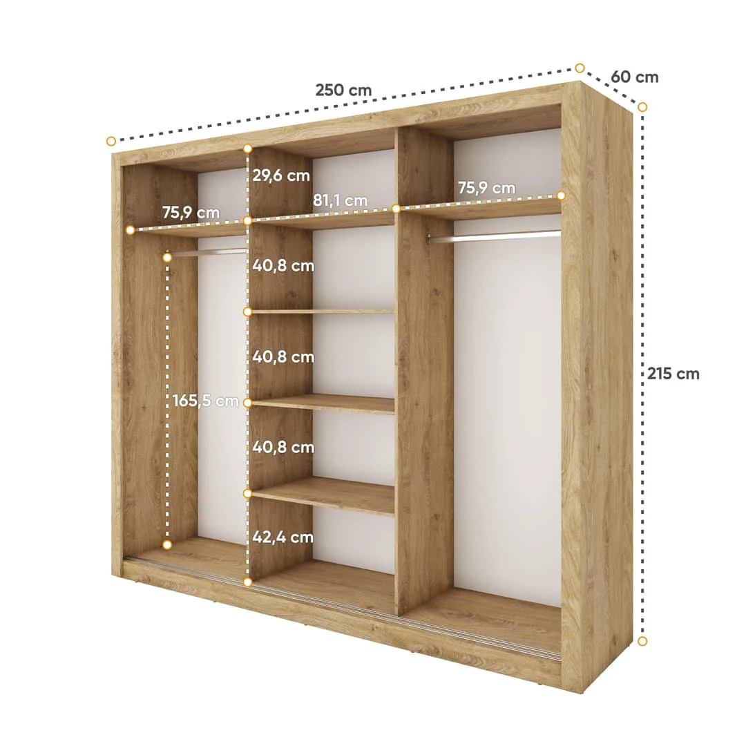 Idea 01 - 3 Sliding Door Wardrobe 250cm - Image 13