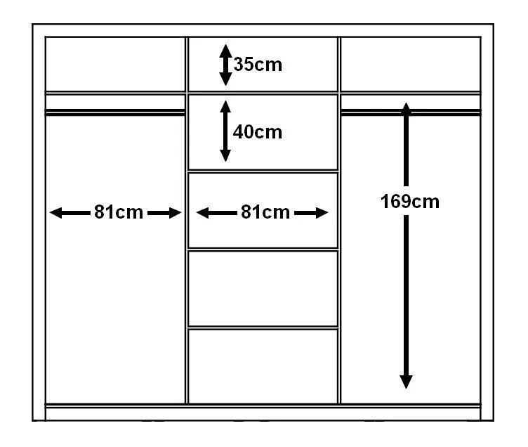 Idea 01 - 3 Sliding Door Wardrobe 250cm - Image 3