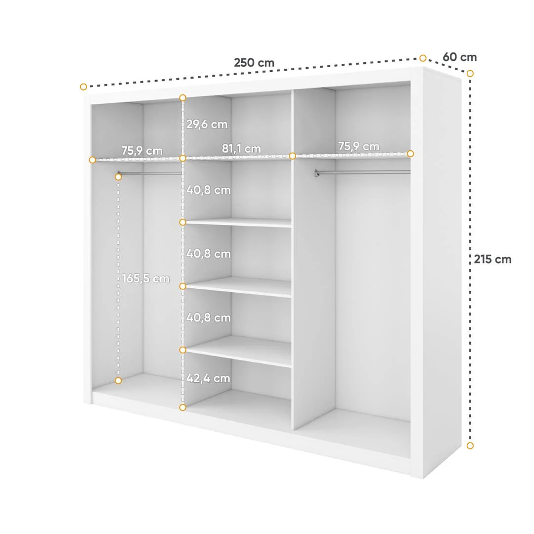 Idea 01 - 3 Sliding Door Wardrobe 250cm - Image 6