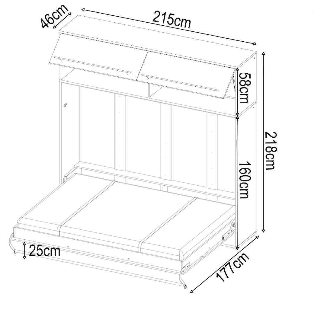 CP-04 Horizontal Wall Bed Concept Pro 140cm with Over Bed Unit - Image 15