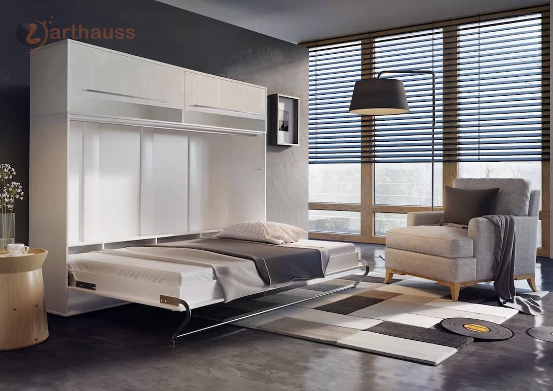 CP-04 Horizontal Wall Bed Concept Pro 140cm with Over Bed Unit - Image 2
