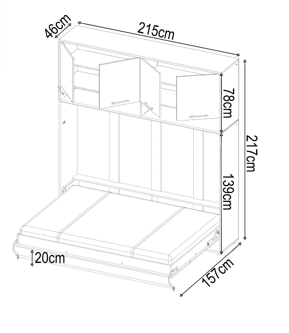 CP-05 Horizontal Wall Bed Concept Pro 120cm with Over Bed Unit - Image 14