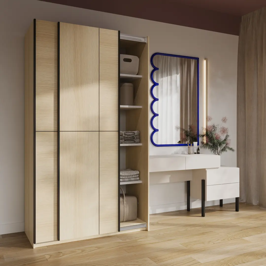 Cube Sliding Door Wardrobe 120cm - Image 12