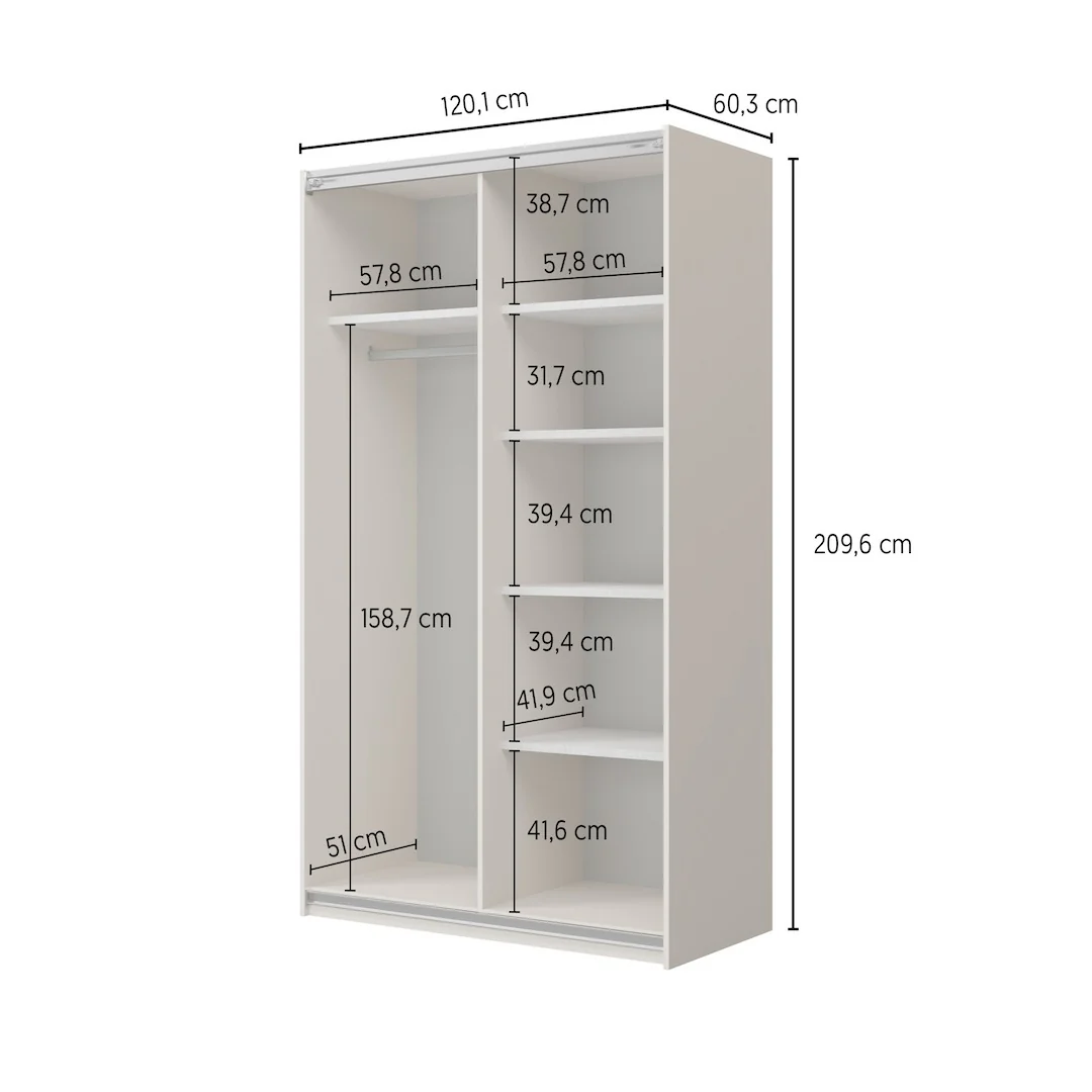Cube Sliding Door Wardrobe 120cm - Image 5