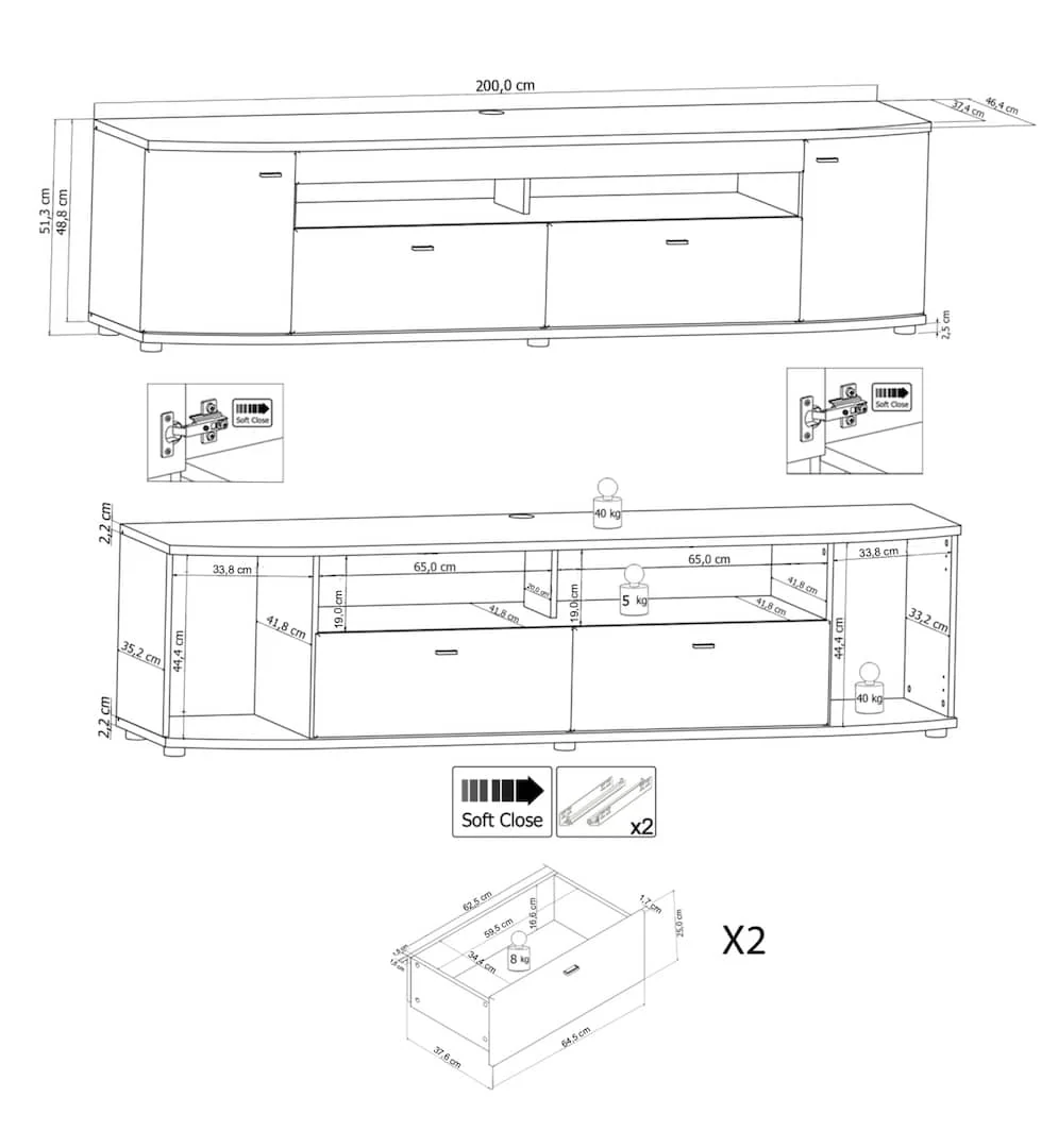 Dera 04 TV Cabinet 200cm - Image 8