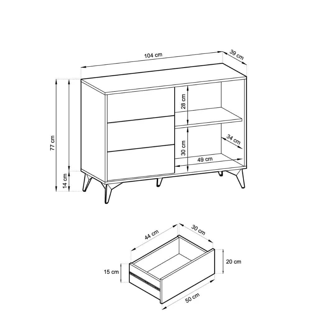 Diamond Sideboard Cabinet 104cm [Drawers] - Image 5