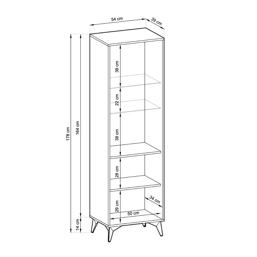 Diamond Tall Display Cabinet 54cm - Image 6