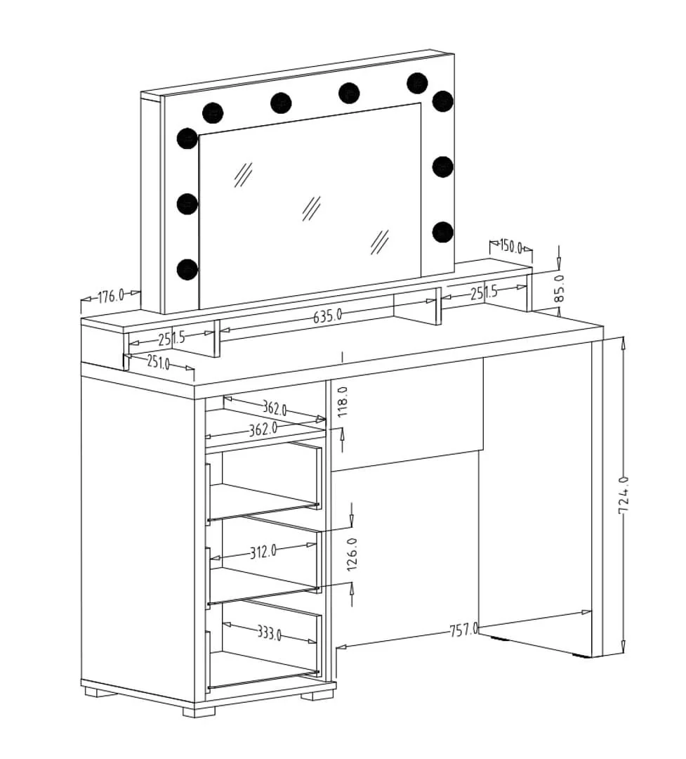 Diva 49 Dressing Table 120cm - Image 4