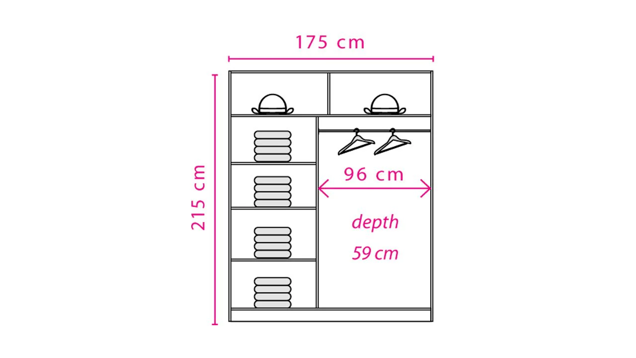 Effect 2 Sliding Door Wardrobe 175cm - Image 2