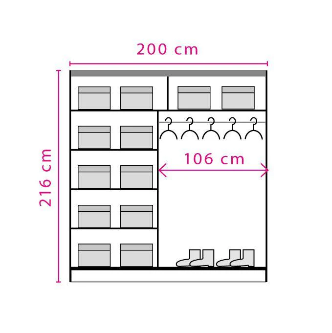 Effect 2 Sliding Door Wardrobe 200cm - Image 2
