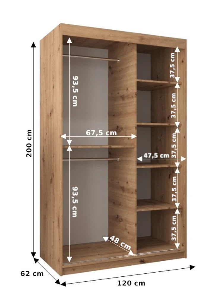 Elypse Sliding Door Wardrobe 120cm - Image 9