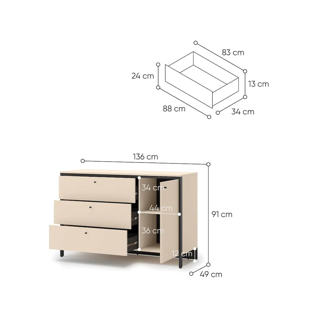 Enna EN-04 Chest Of Drawers 136cm - Image 4