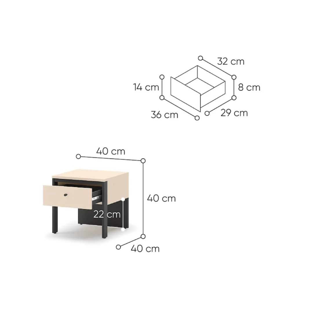 Enna EN-05 Bedside Table 40cm - Image 3