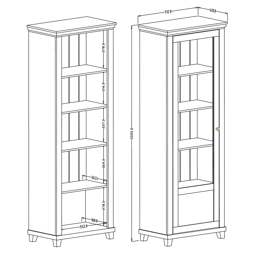 Evora 05 Tall Display Cabinet 71cm - Image 5