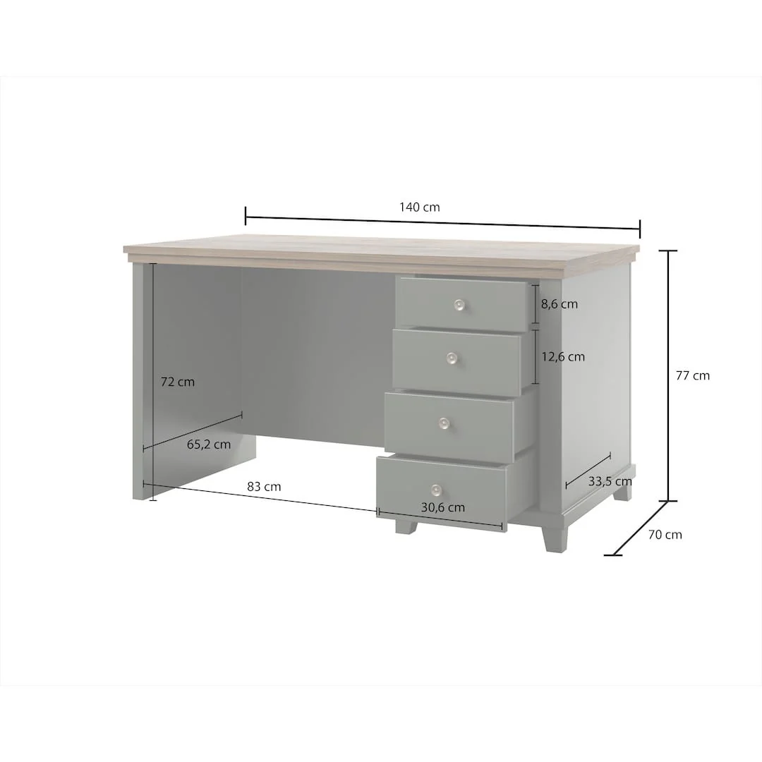 Evora Office Desk 140cm - Image 4