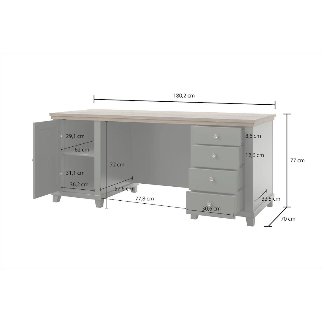 Evora Office Desk 180cm - Image 3