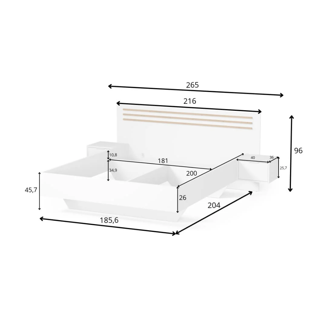 Florencja Bed Frame With Bedside Cabinets [EU Super King] - Image 6
