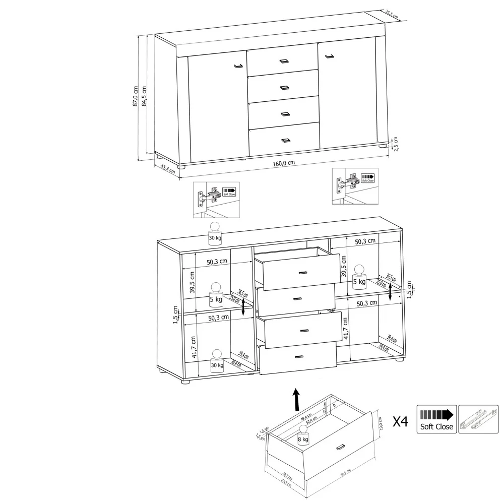 Gaudi 84 Sideboard Cabinet 160cm - Image 7