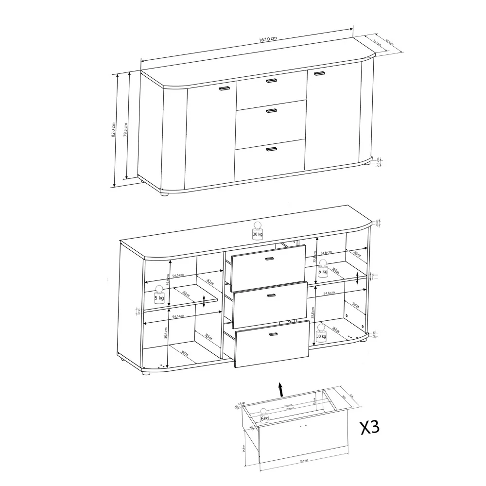 Gent 84 Sideboard Cabinet 167cm - Image 3