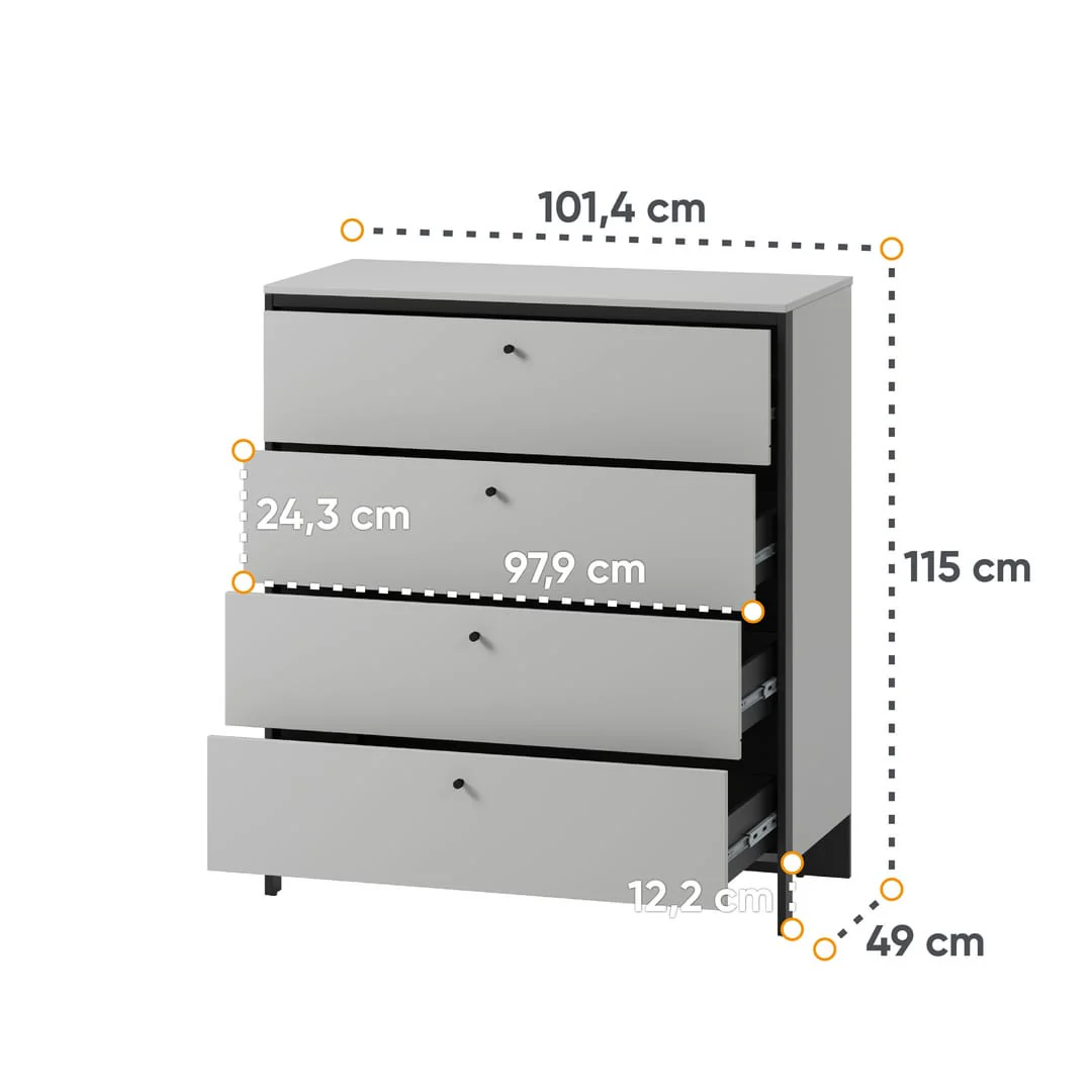 Gris Chest Of Drawers 101cm - Image 5