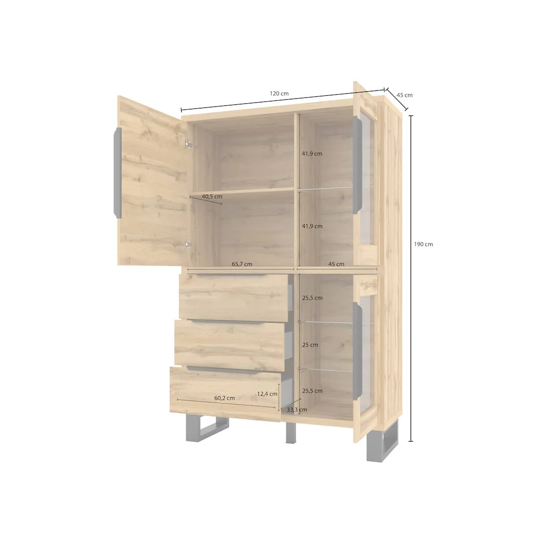 Halle 12 Tall Display Cabinet 120cm - Image 5