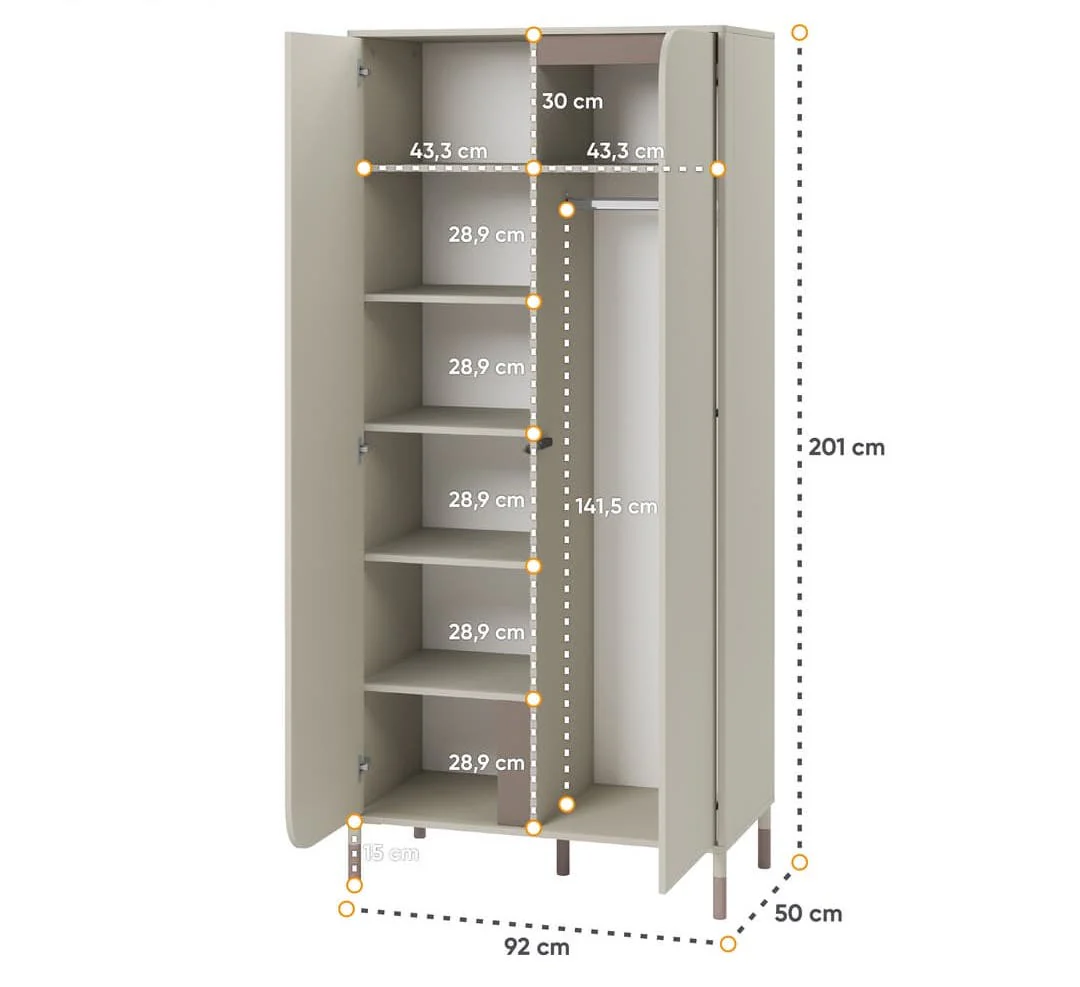 Harmony HR-01 Hinged Wardrobe 92cm - Image 4