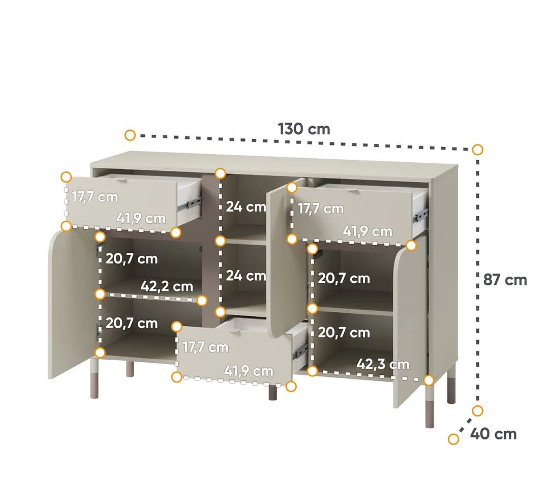 Harmony HR-06 Sideboard Cabinet 130cm - Image 4