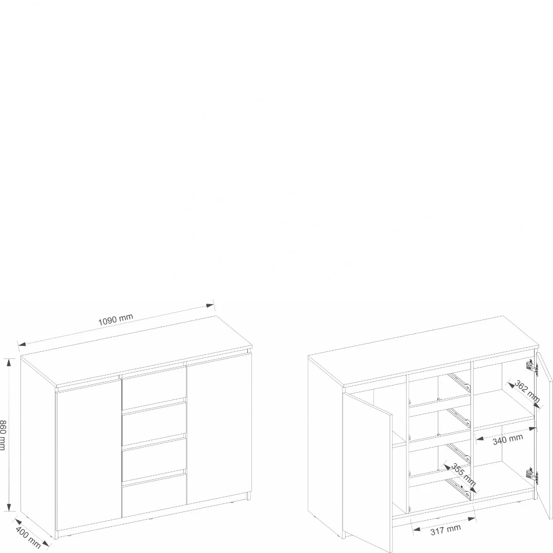 Idea ID-04 Sideboard Cabinet 109cm - Image 8