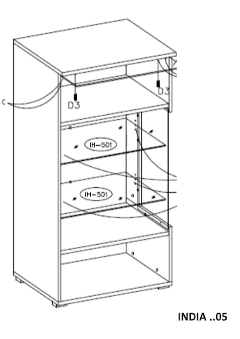 India 05 Tall Display Cabinet 45cm - Image 5