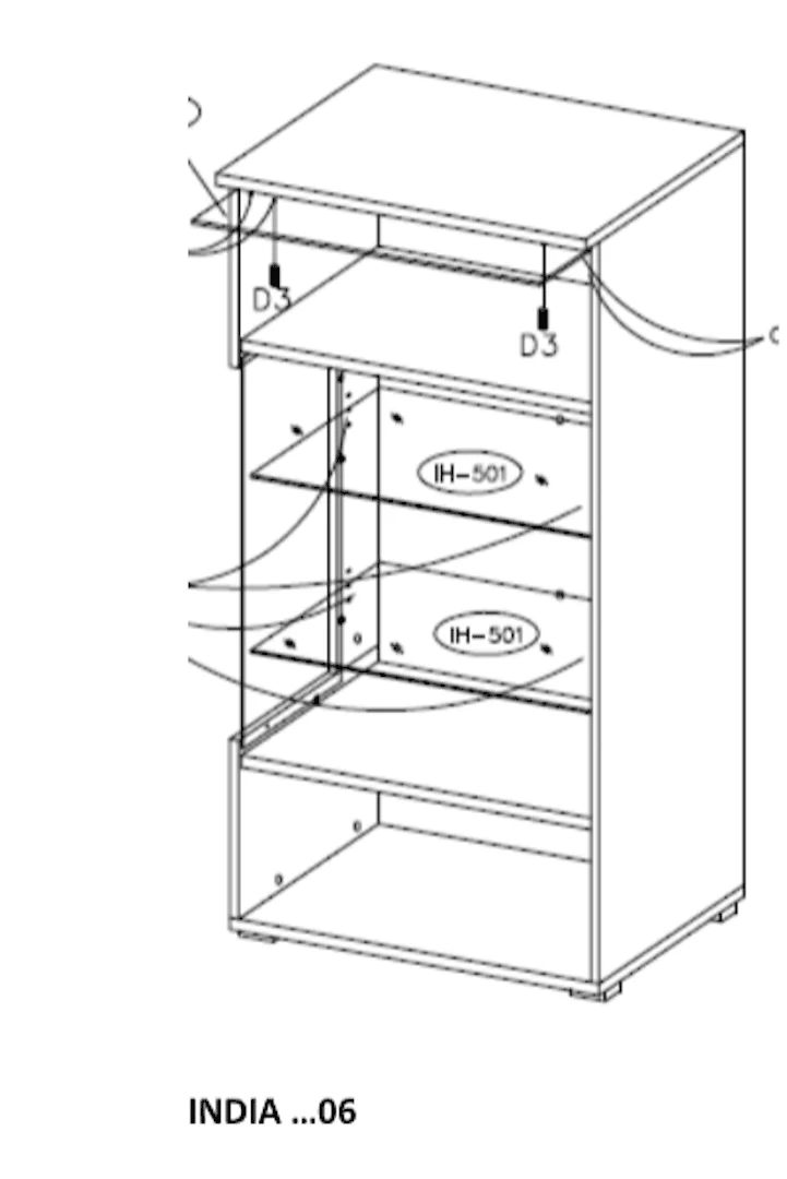 India 06 Tall Display Cabinet 45cm - Image 5
