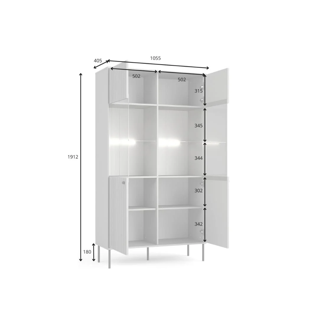 Iris Tall Display Cabinet 105cm - Image 3