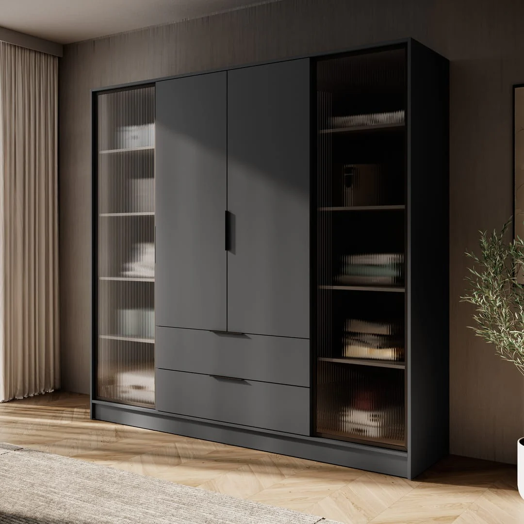 Kelly Hinged Door Wardrobe 206cm [Glass] - Image 4