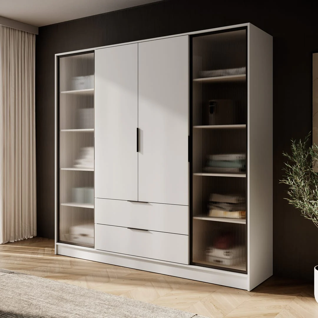 Kelly Hinged Door Wardrobe 206cm [Glass] - Image 7