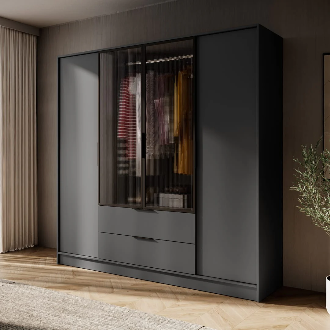 Kelly Hinged Door Wardrobe 206cm [Glass]