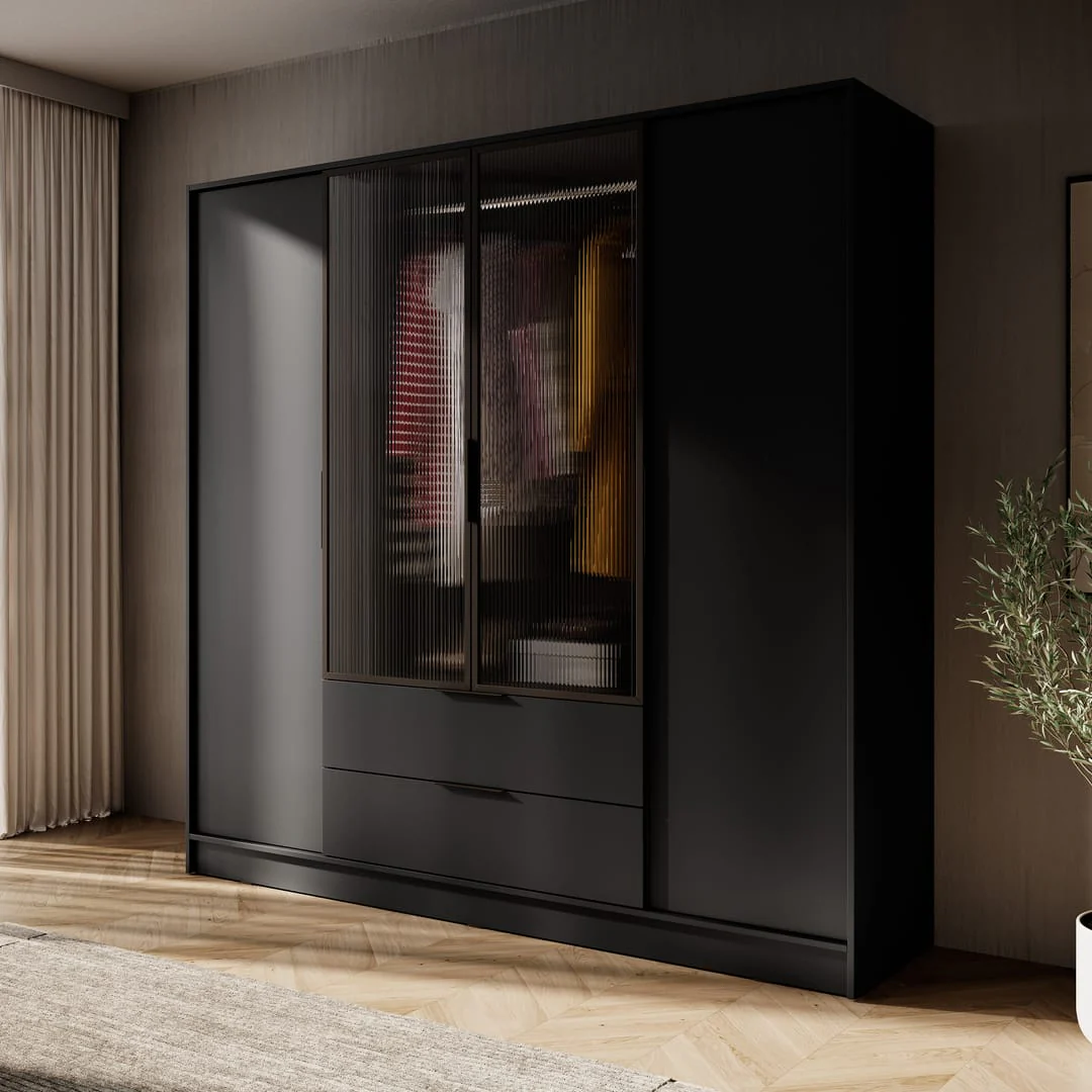 Kelly Hinged Door Wardrobe 206cm [Glass] - Image 10