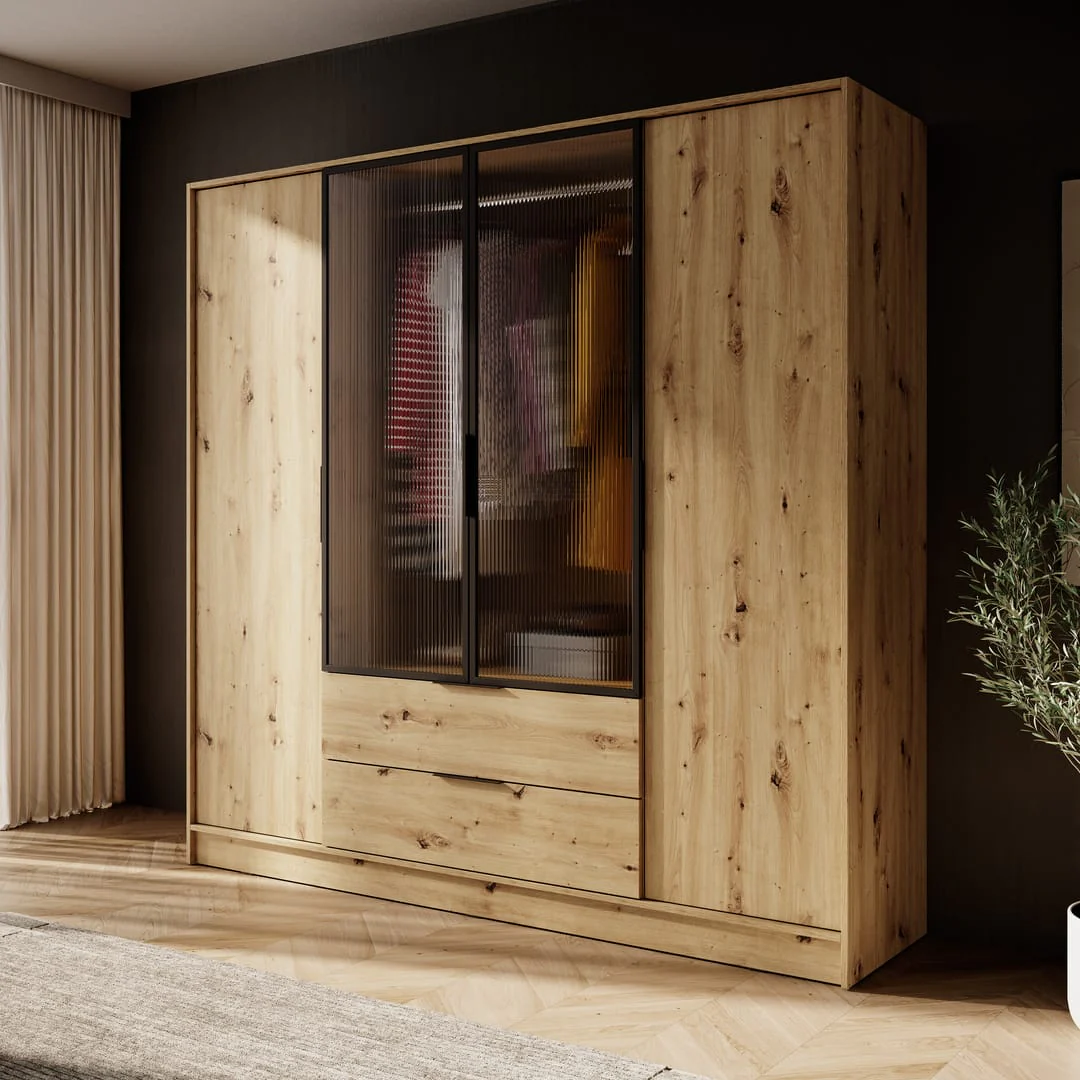 Kelly Hinged Door Wardrobe 206cm [Glass] - Image 4