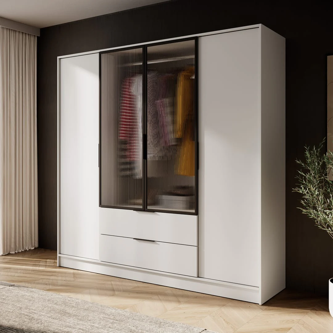 Kelly Hinged Door Wardrobe 206cm [Glass] - Image 7