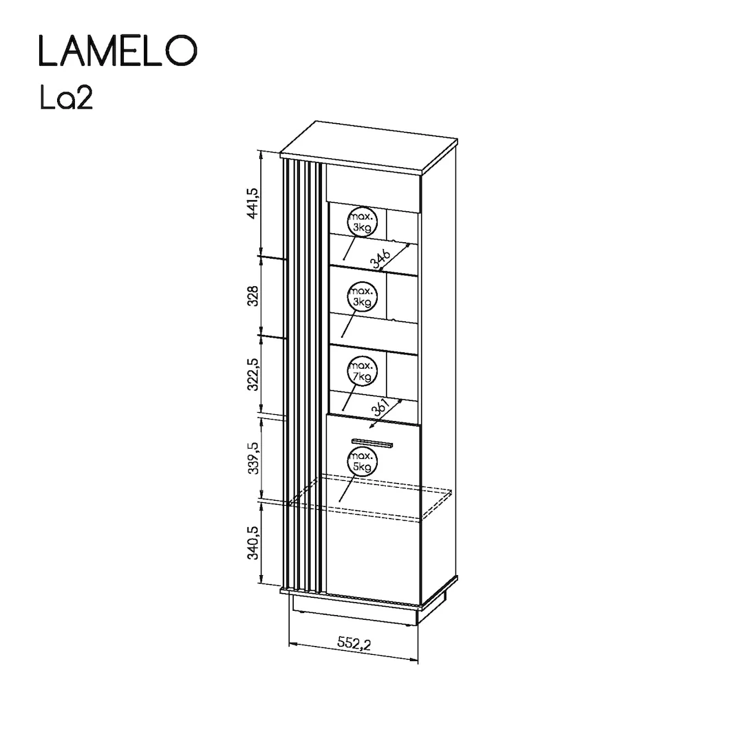 Lamelo LA2 Tall Display Cabinet 60cm - Image 4