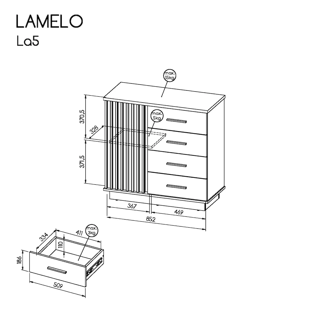 Lamelo LA5 Sideboard Cabinet 90cm - Image 4