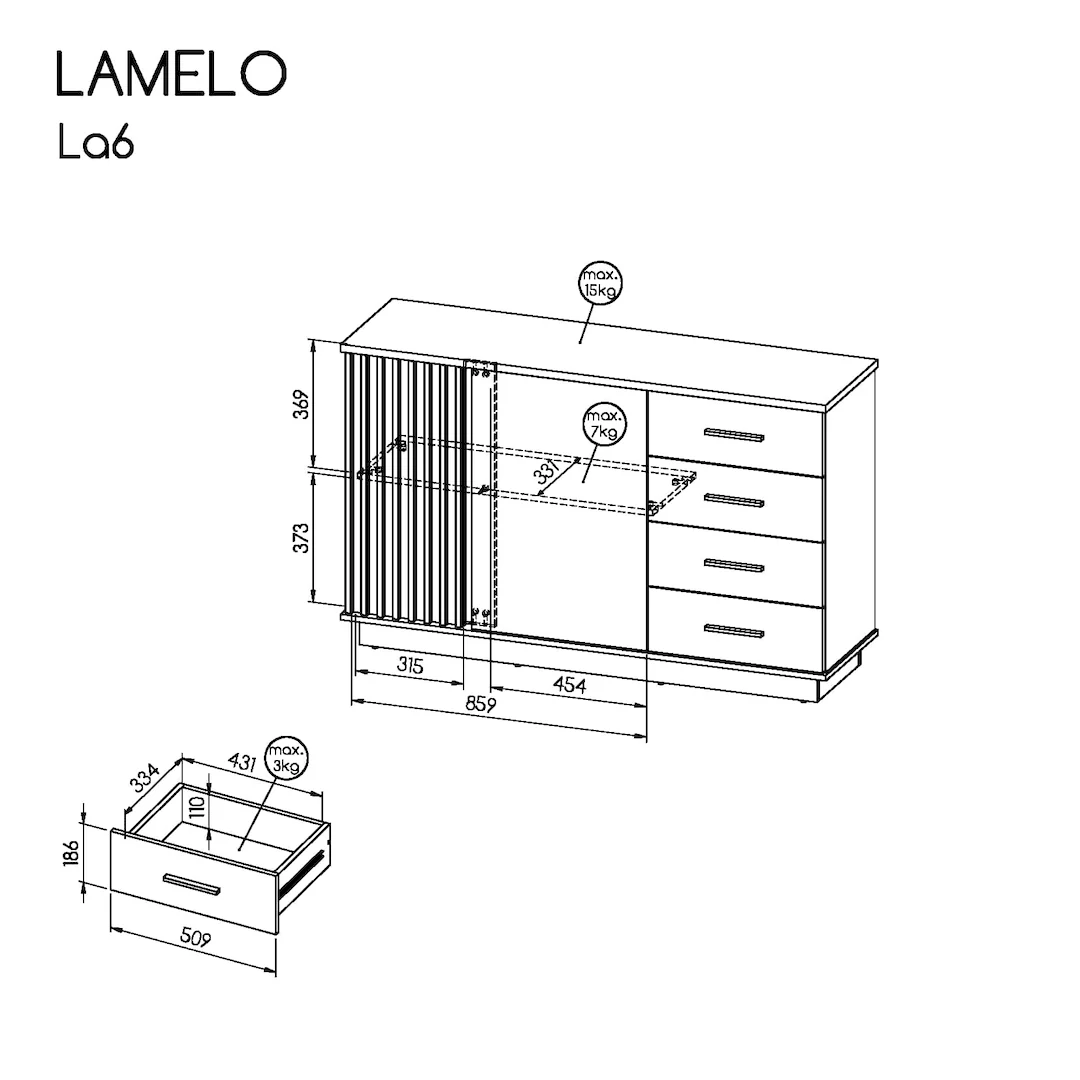 Lamelo LA6 Sideboard Cabinet 141cm - Image 4