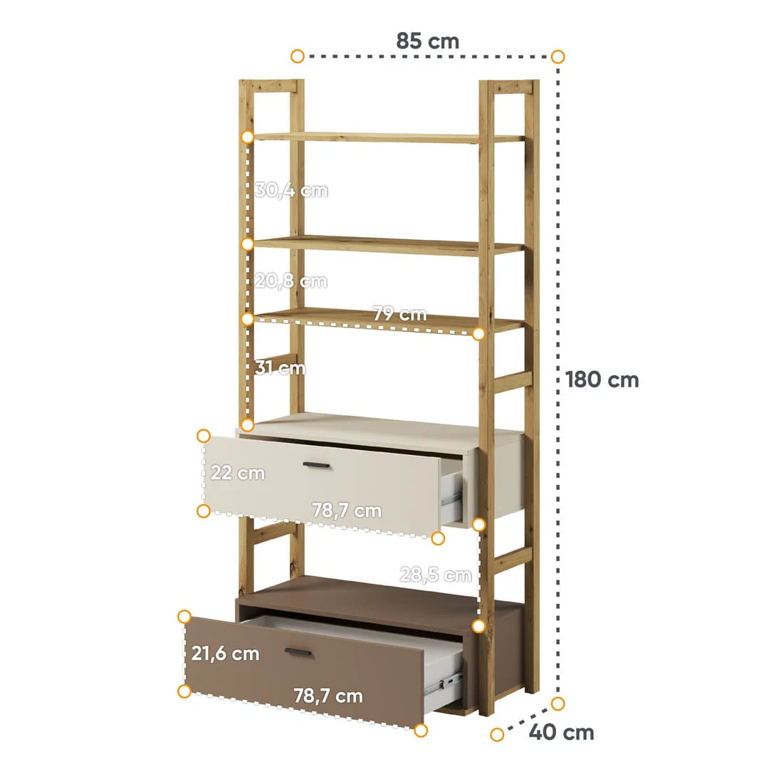 Lenny LY-02 Bookcase 85cm - Image 4