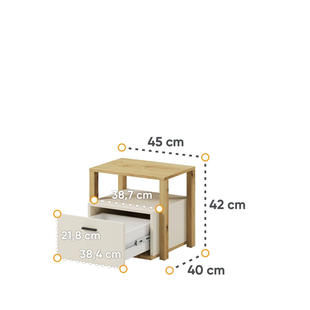 Lenny LY-07 Bedside Table 45cm - Image 4