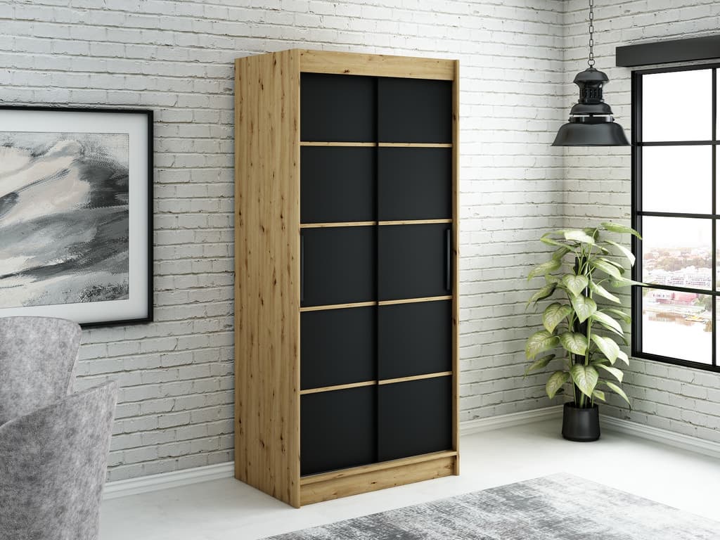 Leto V1 Sliding Door Wardrobe 100cm - Image 2