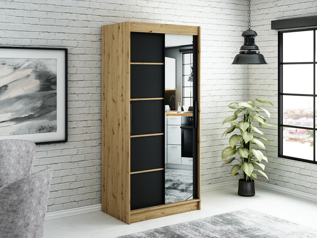 Leto V2 Sliding Door Wardrobe 100cm - Image 2