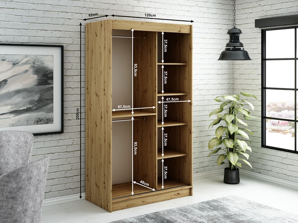 Leto Y Sliding Door Wardrobe 120cm - Image 4