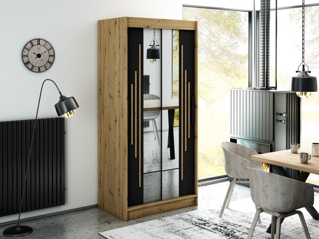 Leto Y1 Sliding Door Wardrobe 100cm - Image 2