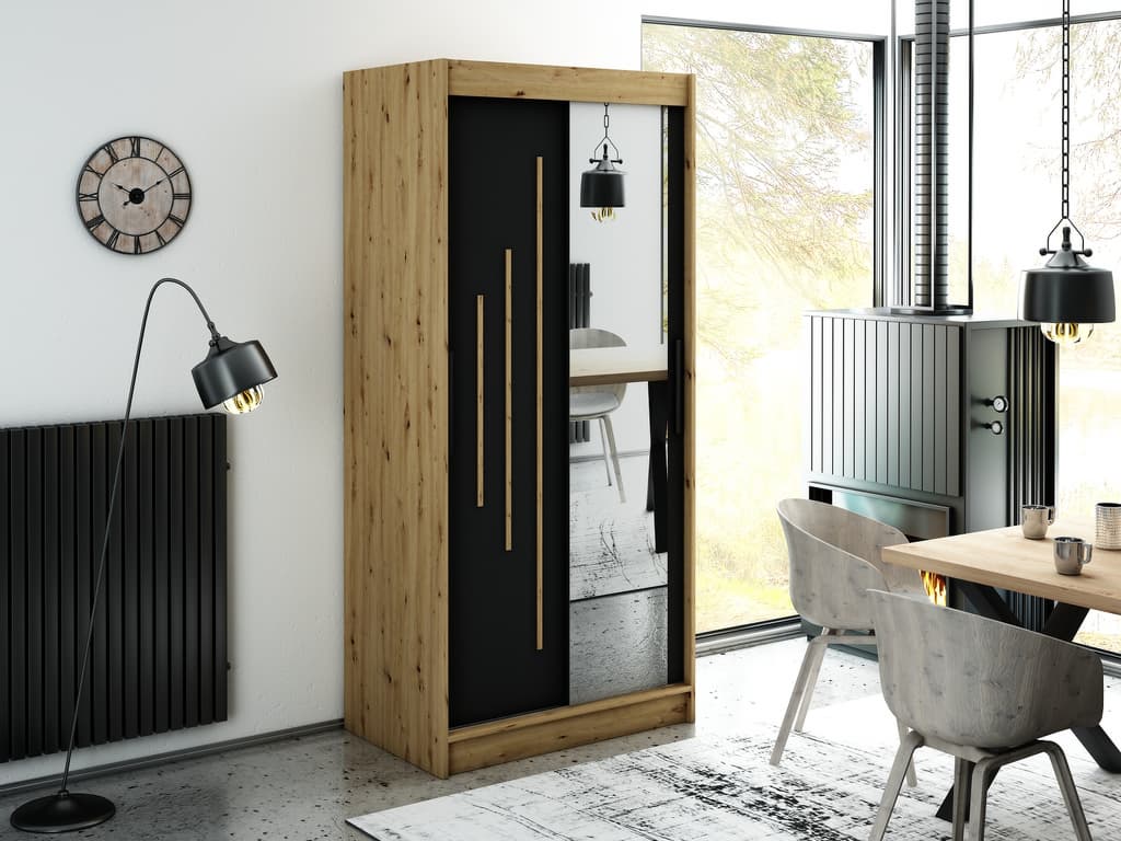 Leto Y2 Sliding Door Wardrobe 100cm - Image 2